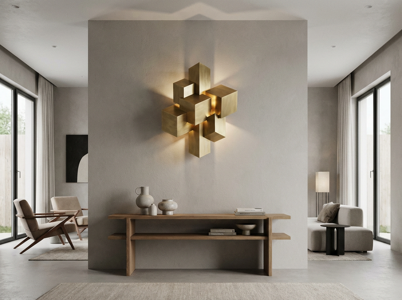 Geometric Brass Sconce